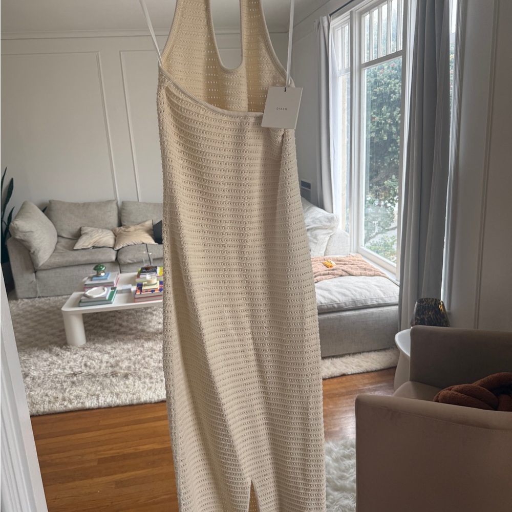 DISSH Gina Cream Halter Crochet Midi Dress - Picture 4 of 6